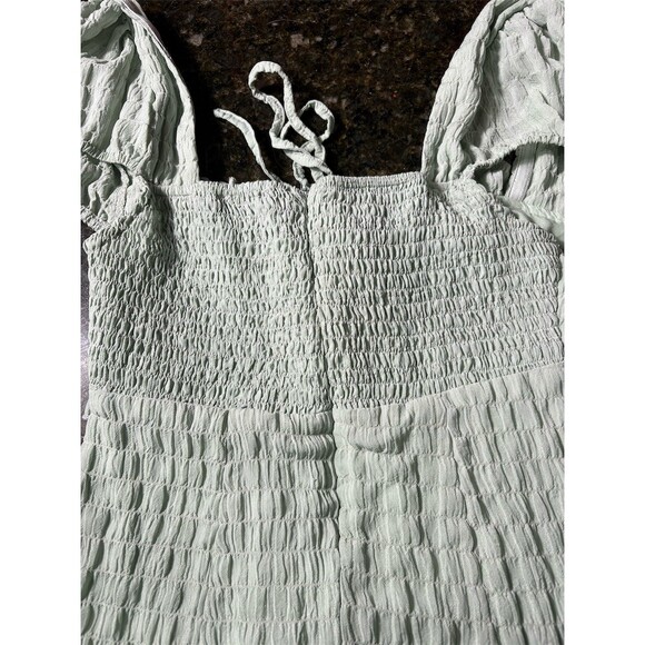 Lulus Mini Dress Womens XS Sage Green Smocked Puff Sleeve Sweetheart Babydoll - Picture 7 of 10